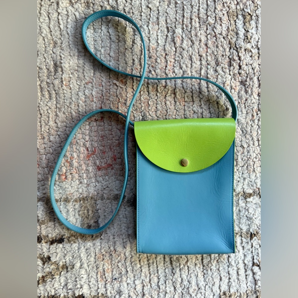 Minor History Vibrant Blue and Green Leather Crossbody Bag